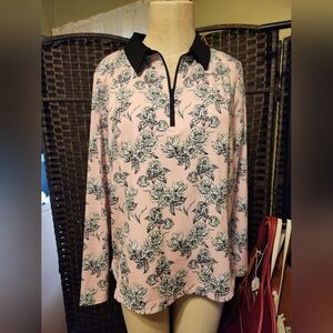 Belyn Key Pink Floral Zip Up Pullover